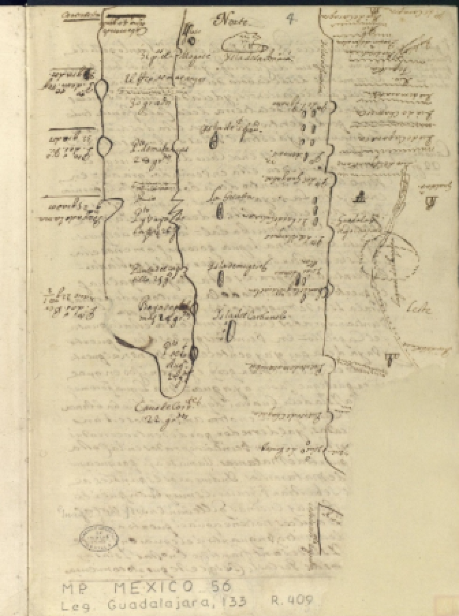 Diseño de la península de California y costa del Pacífico del virreinato de la Nueva España, entre los 22 y 40 grados de latitud norte
