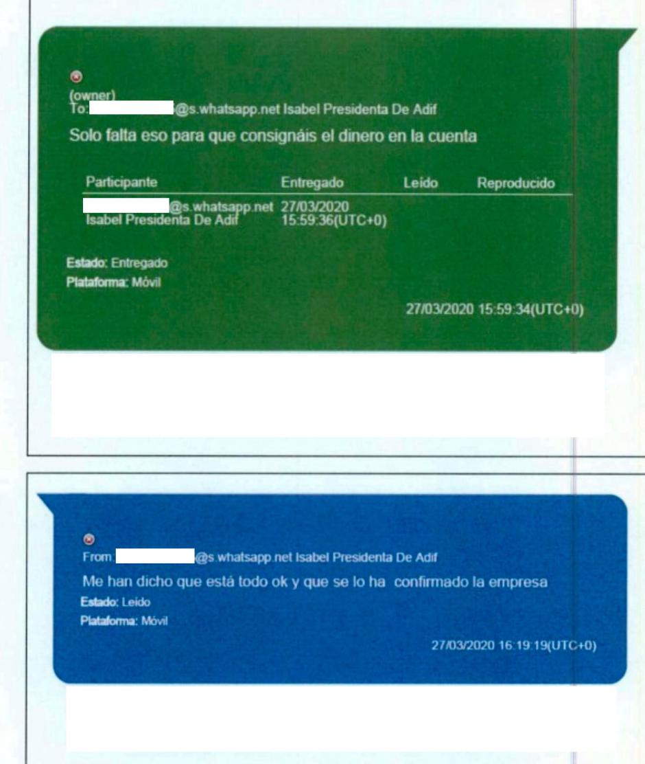 Mensajes de Pardo de Vera incorporados al informe de la UCO