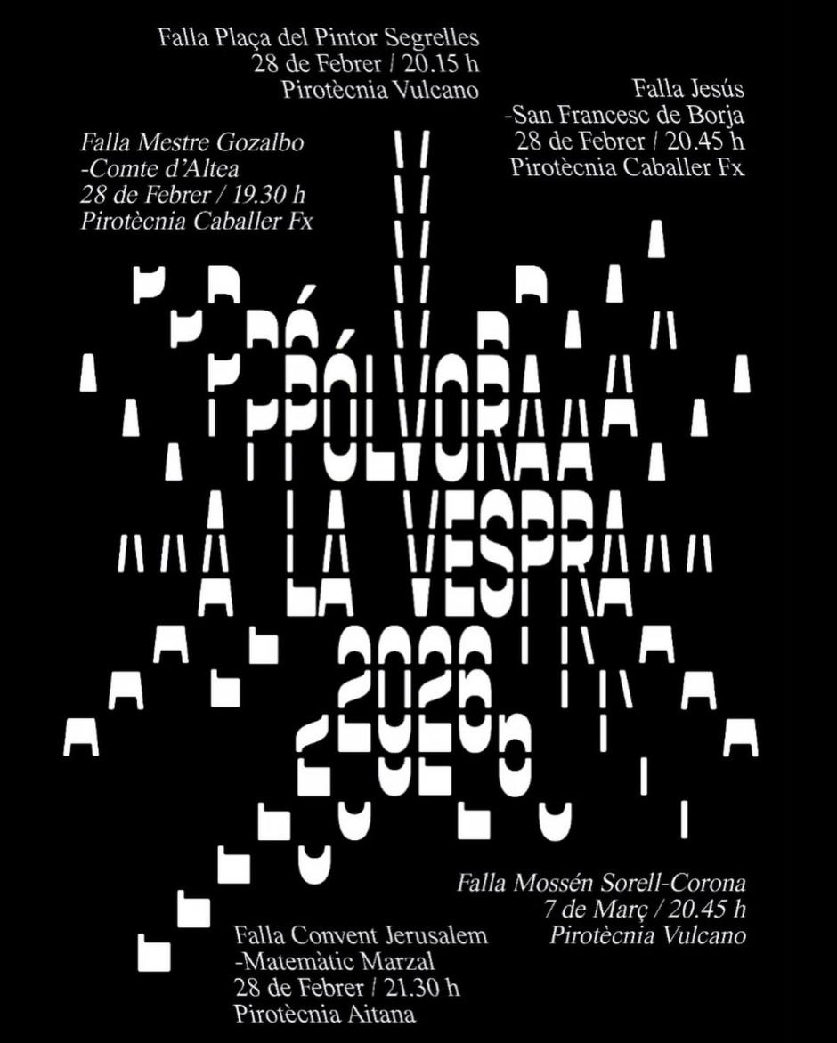 Programa de 'Pólvora a la vespra' de las Fallas 2026 de Valencia.