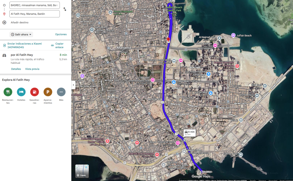 La distancia entre el edificio atacado y la base de Estados Unidos de Baréin