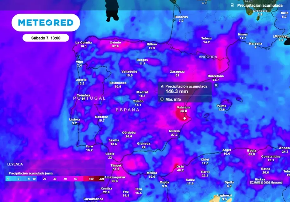 Esta semana pueden caer más de 100 l/m2 en puntos del este