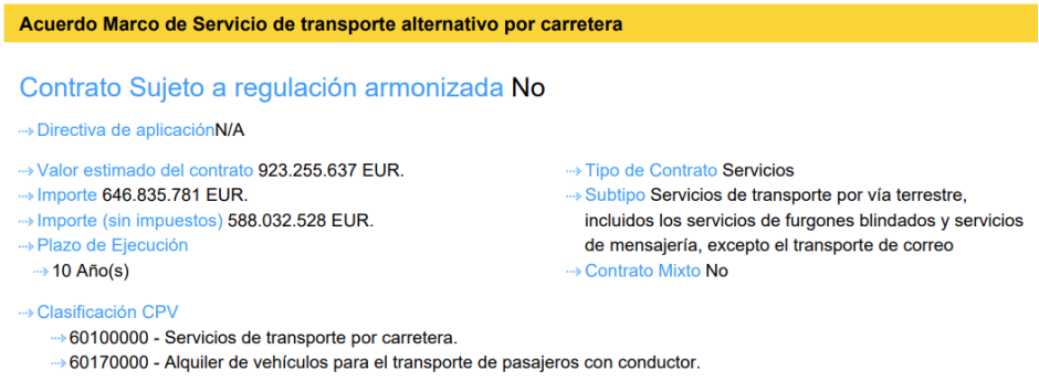 Pliego del contrato.