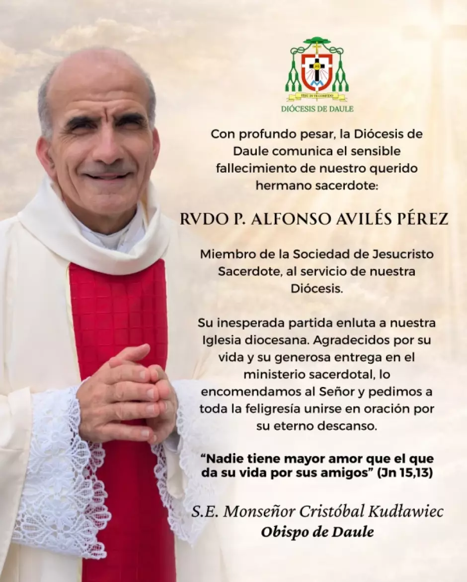 Comunicado de la diócesis por la muerte del padre Alfonso Avilés Pérez