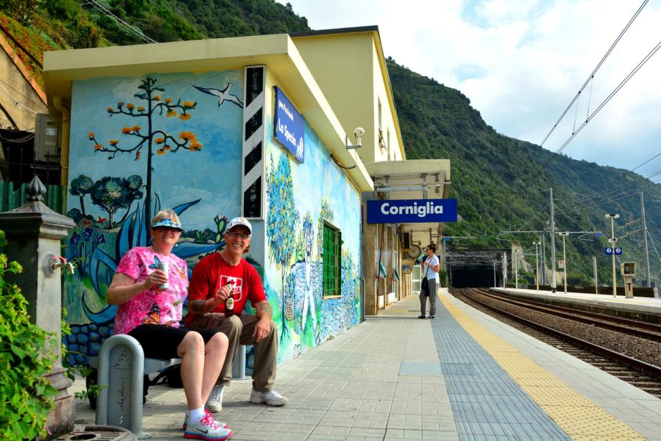 Esperando al tren en Corniglia