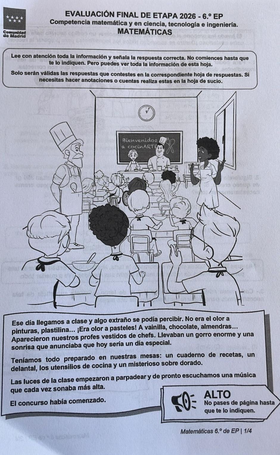 Inicio de la prueba de Matemáticas