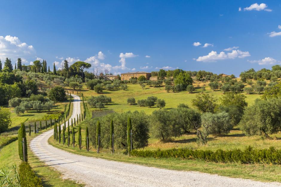 Paisaje típico de la Toscana cerca de Montepulciano