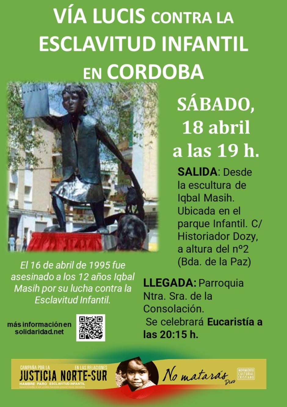 Cartel del Vía Lucis contra la esclavitud infantil en Córdoba