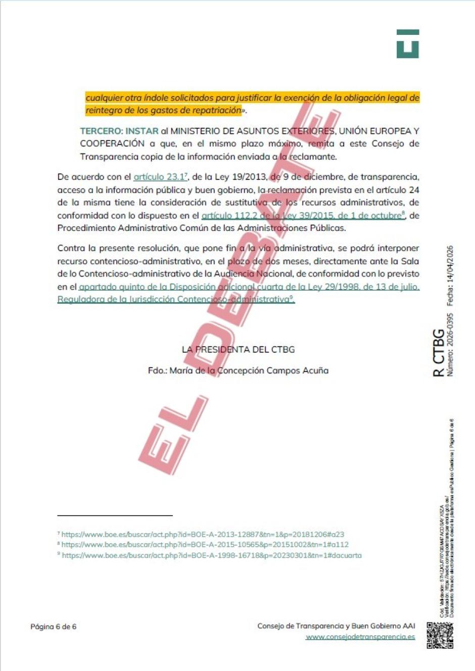 Resolución 2026-0395 del Consejo de Transparencia de fecha 14 de abril