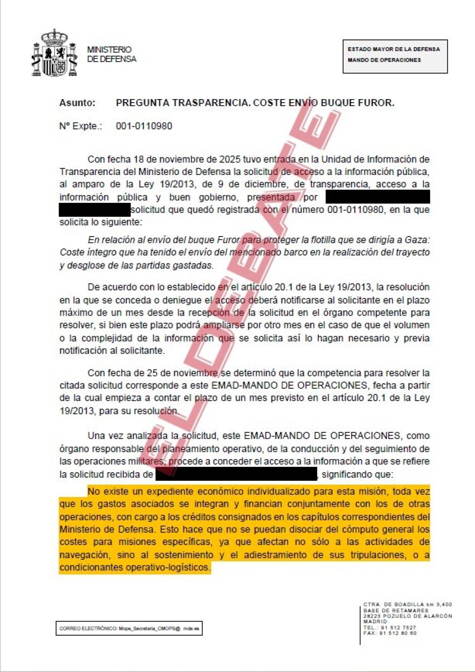 Resolución del Ministerio de Defensa del 23 de diciembre de 2025