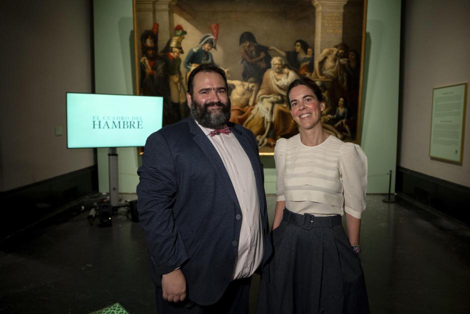 Carlos G. Navarro, Comisario y conservador del Departamento de Pintura del Siglo XIX y Celia Guilarte, Comisaria y conservadora de Museos, presentan en rueda de prensa en el Museo del Prado El año del hambre de Madrid (1818)