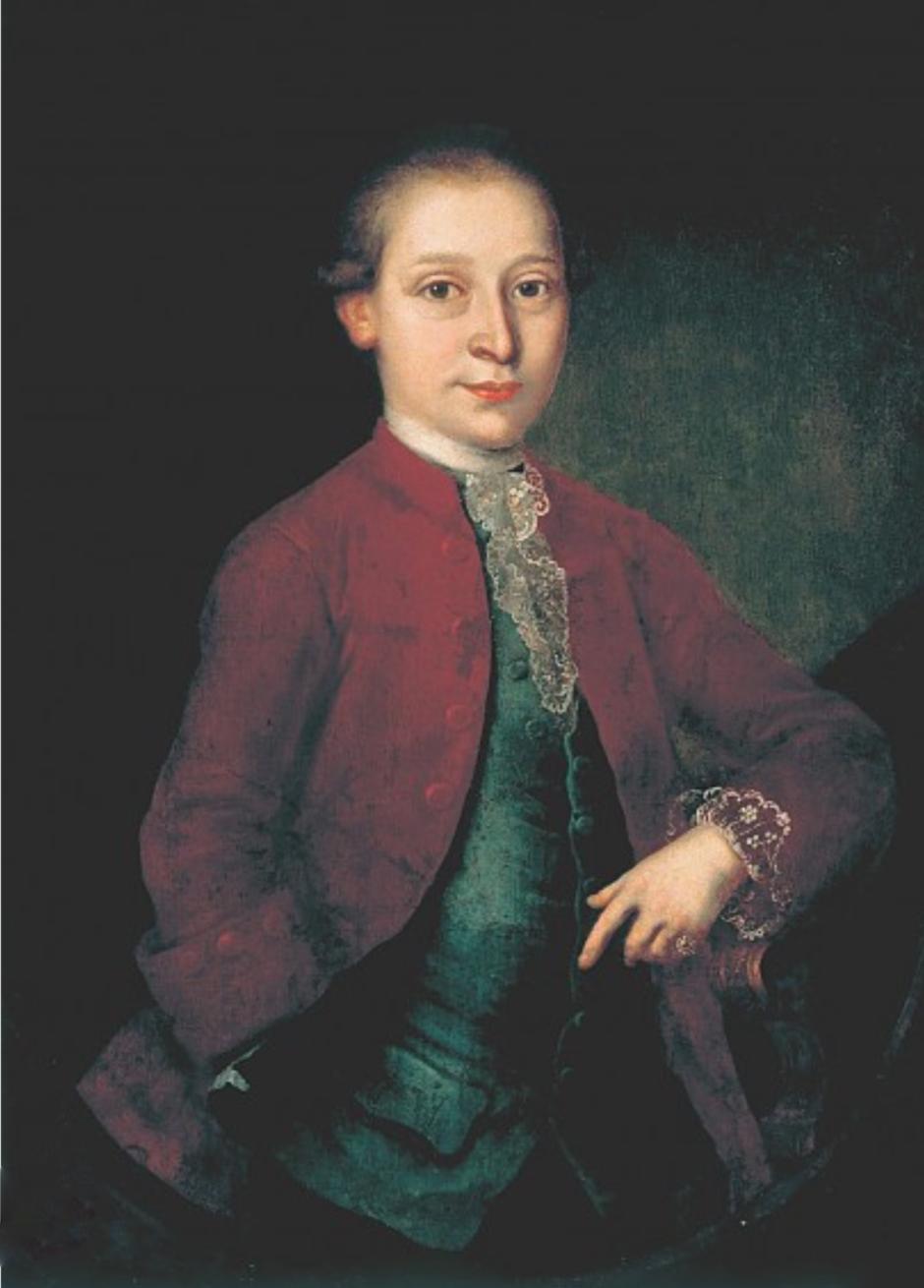 Mozart con el anillo de diamantes que le regaló la emperatriz María Teresa
