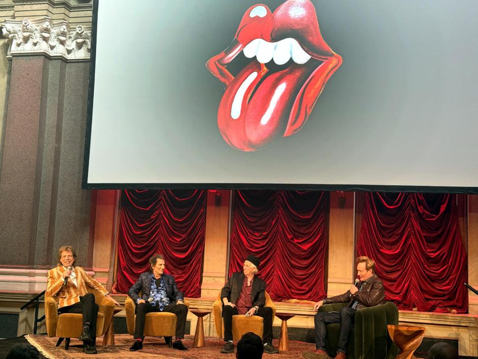 Los integrantes de la mítica banda de rock inglesa en la presentación