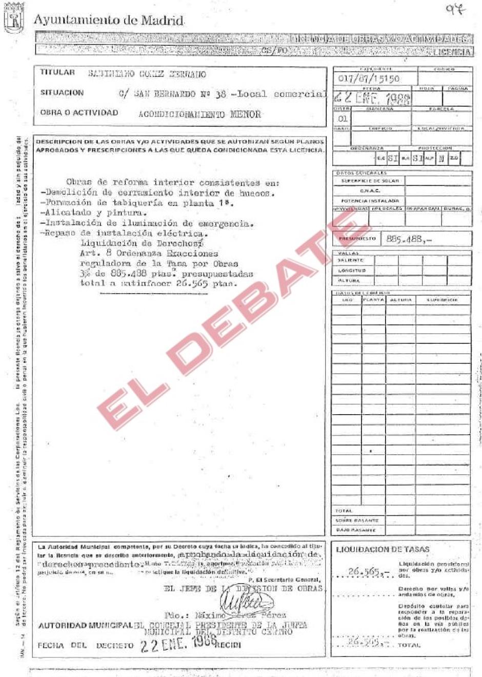 Solicitud de levantamiento del precinto y licencia de obras