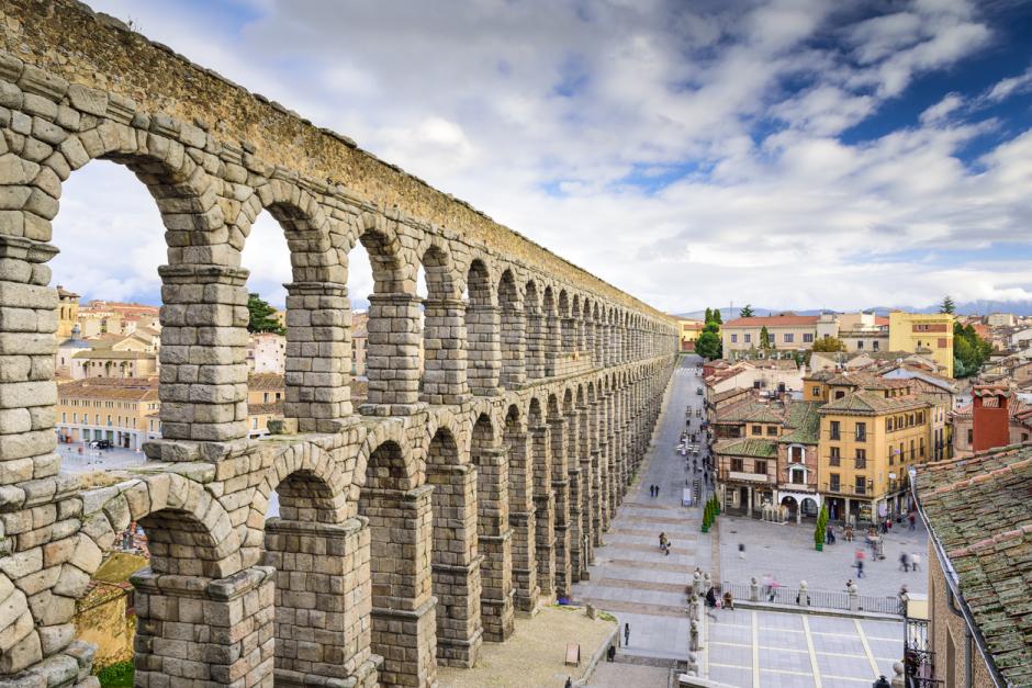 El centro de Segovia, con el bellísimo acueducto