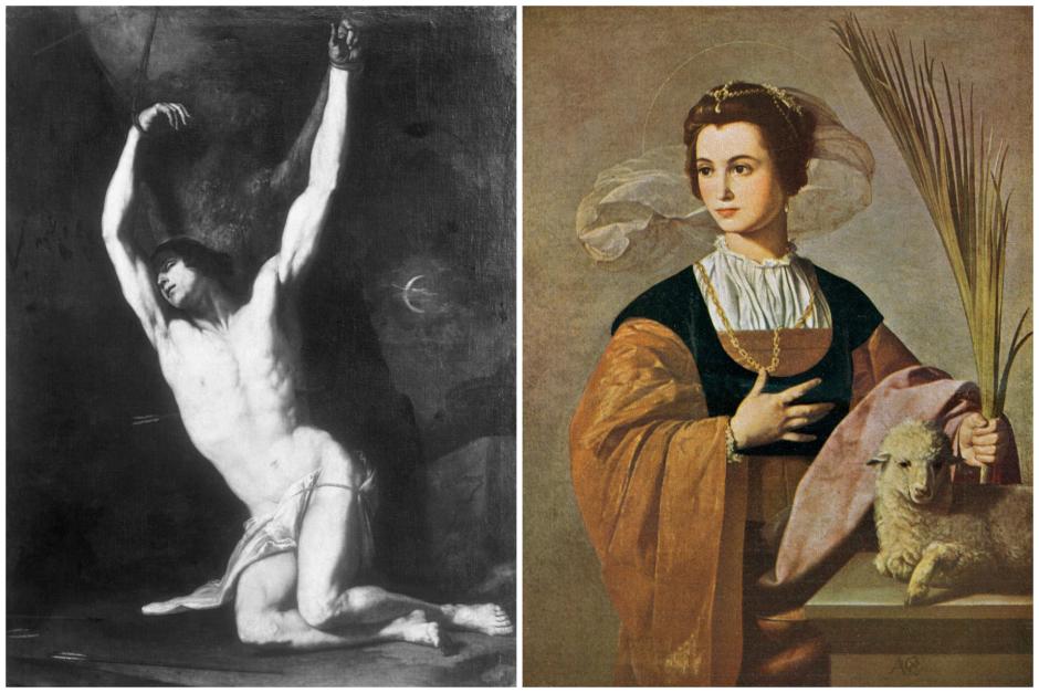 San Sebastián de José de Ribera y Santa Inés con el Cordero de Alonso Cano
