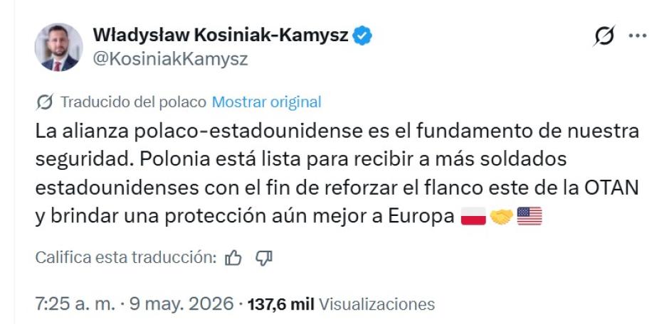 Tuit ministro de defensa polaco