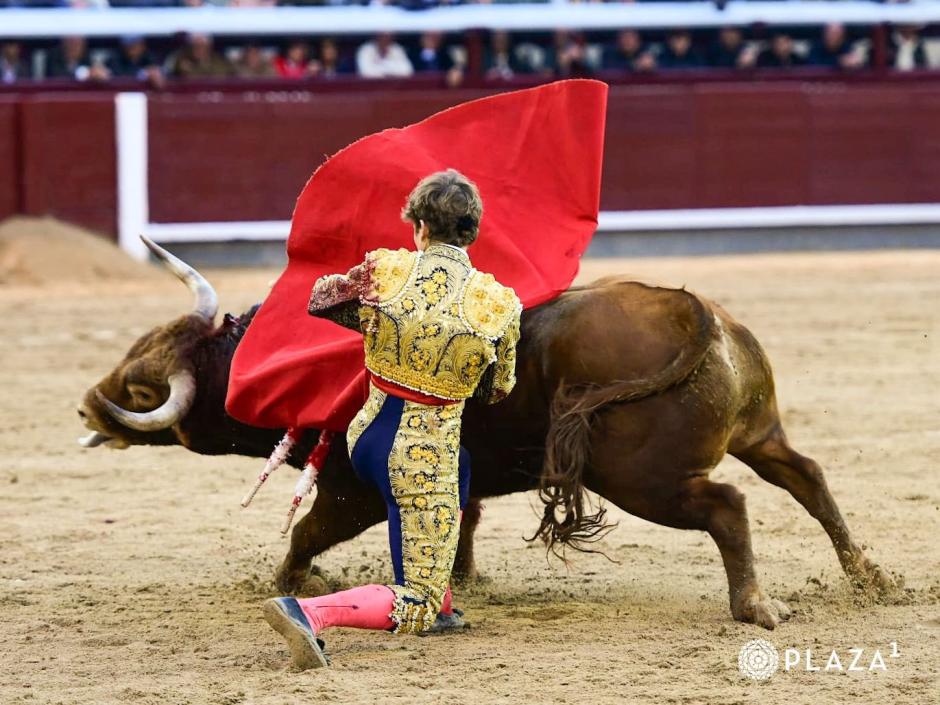 Álvaro Serrano, con el segundo novillo de Montealto, un colorado ojo perdiz de 529 kilos