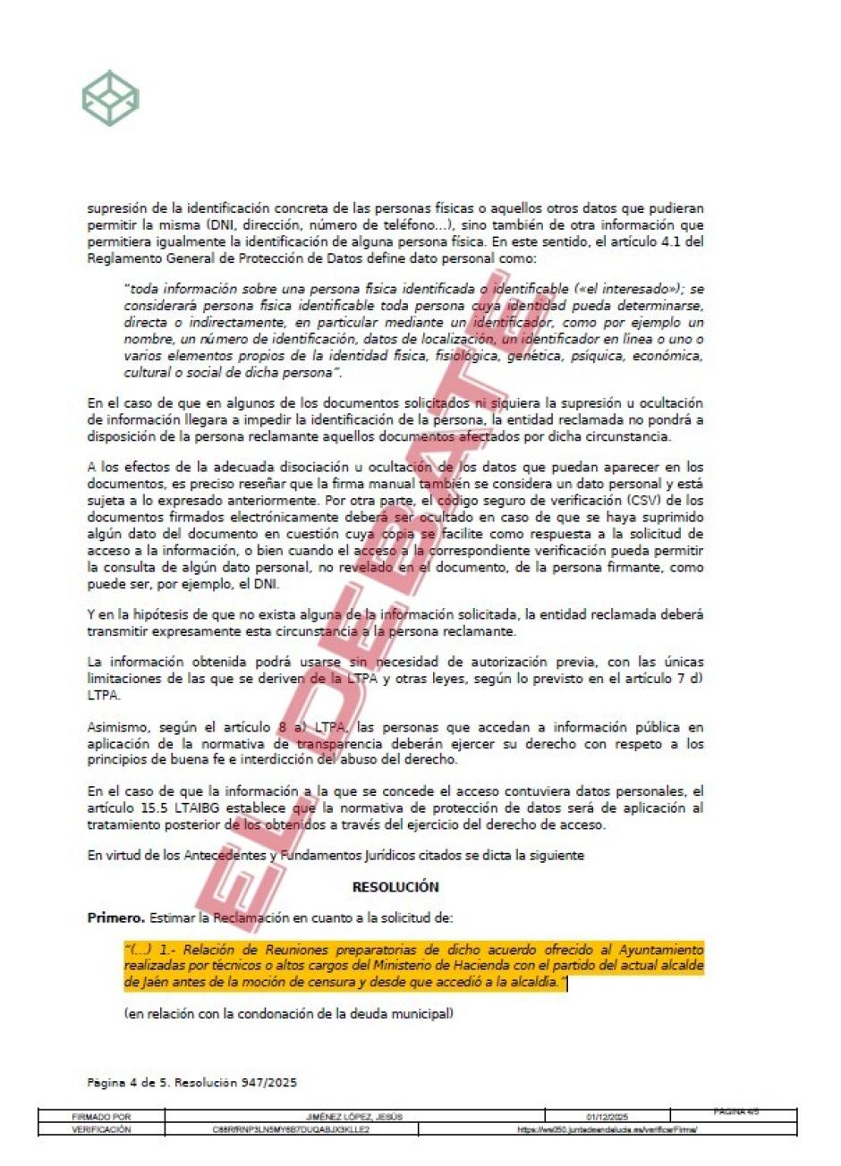 Resolución 947/2025 del Consejo de Transparencia y Protección de Datos de Andalucía