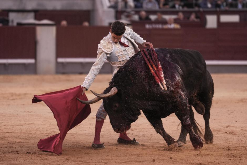 Fernando Adrián con el sexto de la tarde, sobrero, de nombre Levantisco y 621 kilos