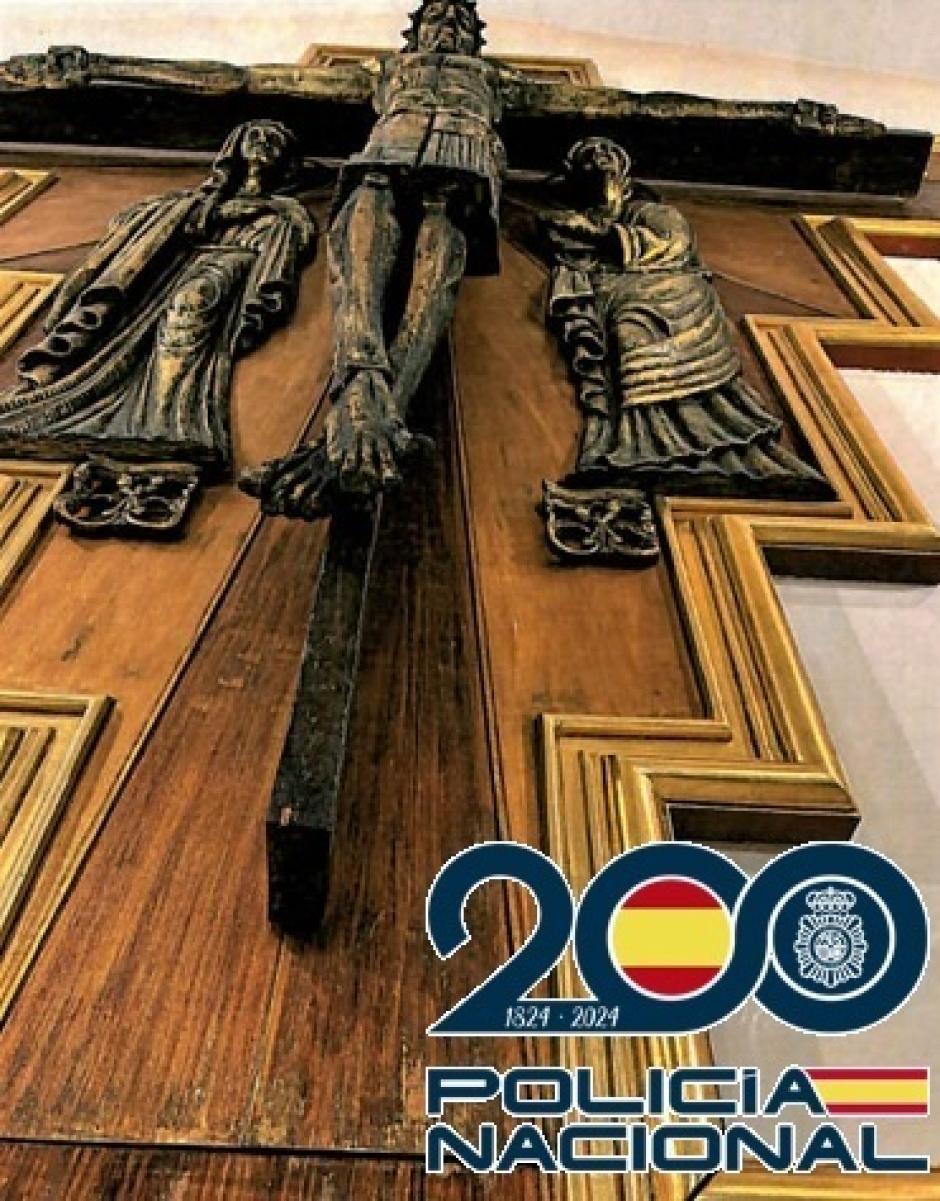 Imagen del Cristo crucificado que fue profanado en la iglesia de San José