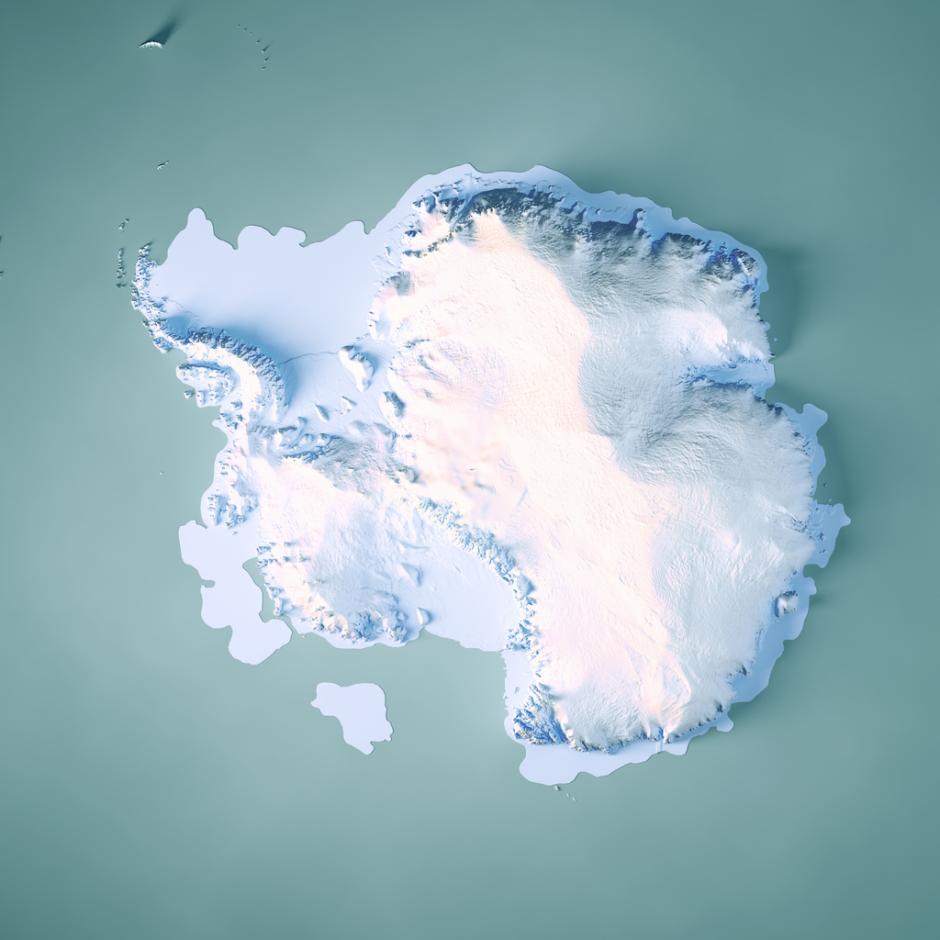 Mapa topográfico 3D de la Antártida