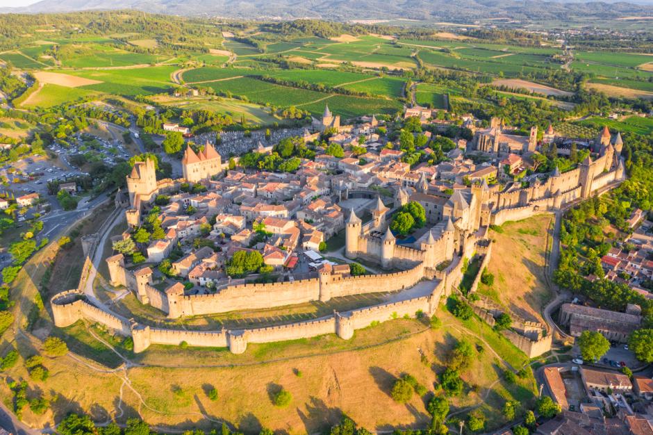 Vista aérea de la espectacular ciudad medieval de Carcasona