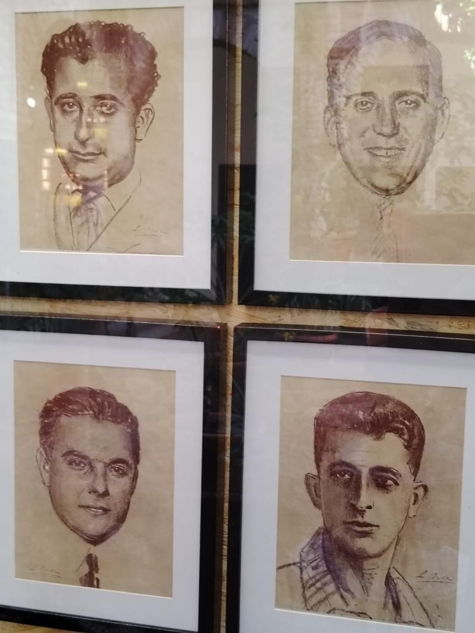 Retratos de los cuatro aviadores del Plus Ultra