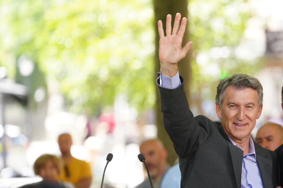 El presidente del Partido Popular, Alberto Núñez Feijóo, este jueves en Leganés