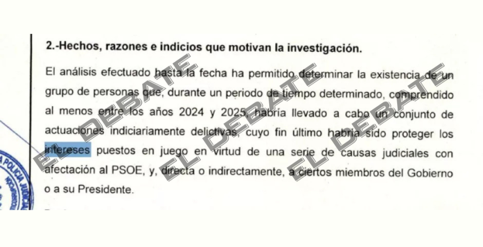 Un párrafo determinante del informe de la UCO sobre las cloacas del PSOE