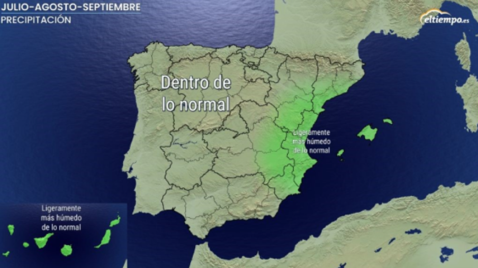 Anomalías de precipitación previstas para julio, agosto y septiembre