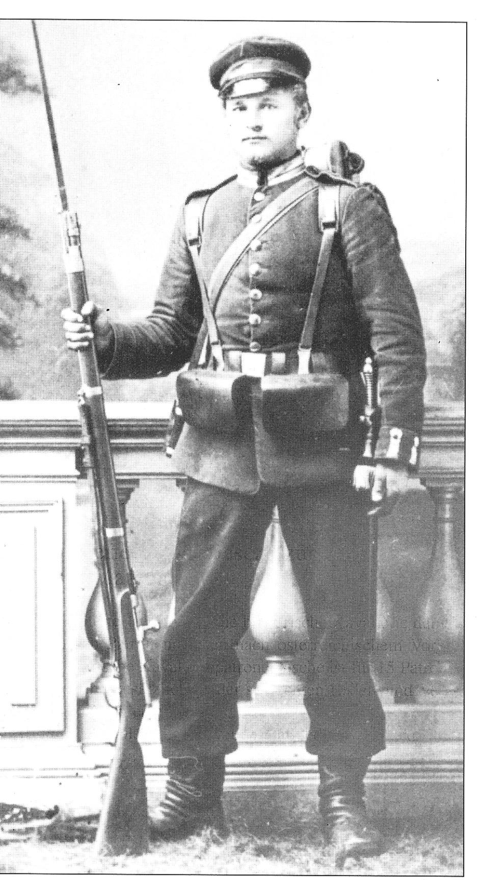 Un soldado prusiano con el  fusil Dreyse