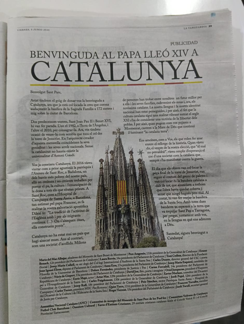 El manifiesto publicado en la prensa catalana