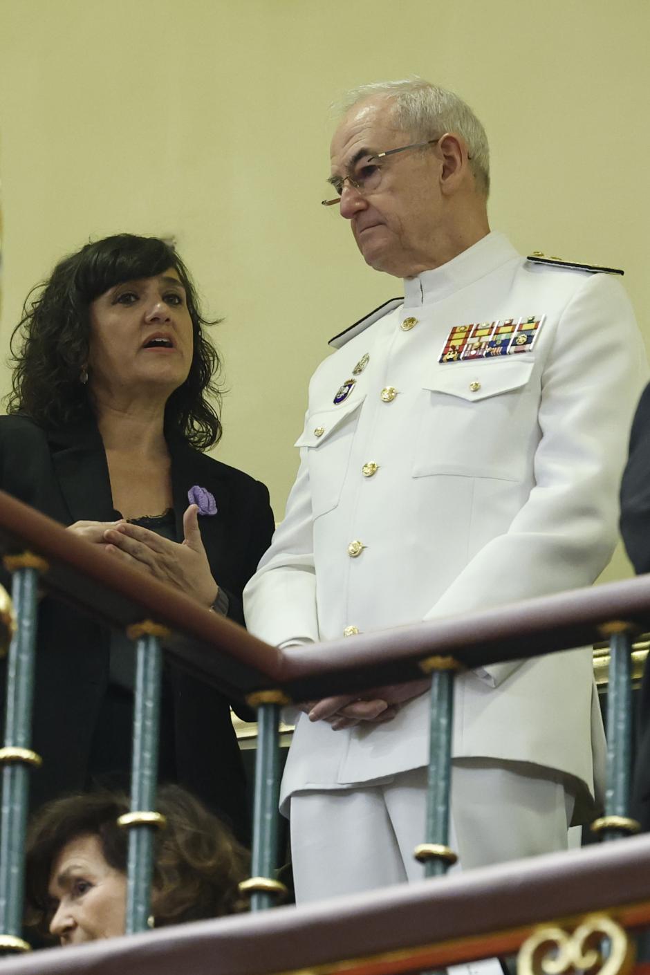 El Jefe de Estado Mayor de la Defensa (JEMAD), el almirante Teodoro Esteban López Calderón, en la tribuna de invitados del Congreso de los Diputados