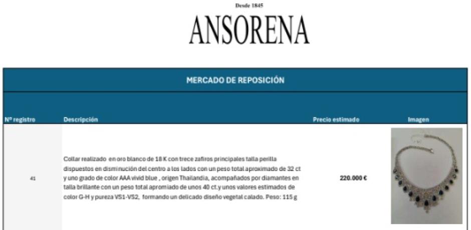 El segundo collar más valioso encontrado por la UCO en la caja fuerte de Zapatero