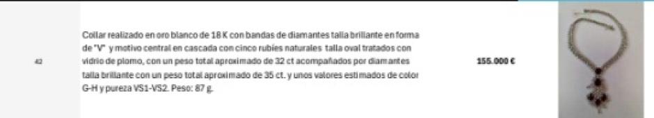El segundo collar por valor de los incautados por los agentes de la Guardia Civil en el registro del despacho del ex presidente del Gobierno