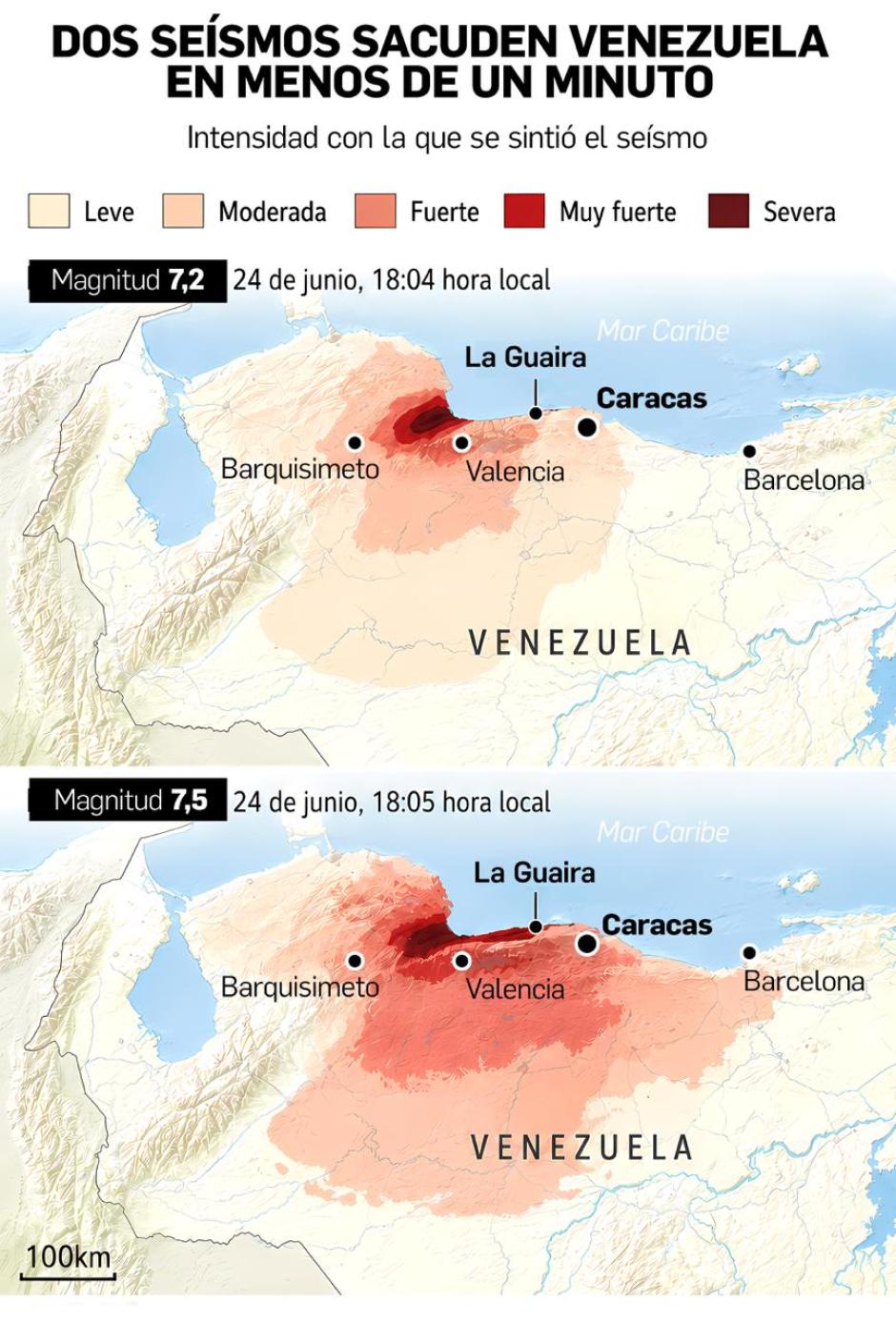 Mapa de los terremotos en Venezuela