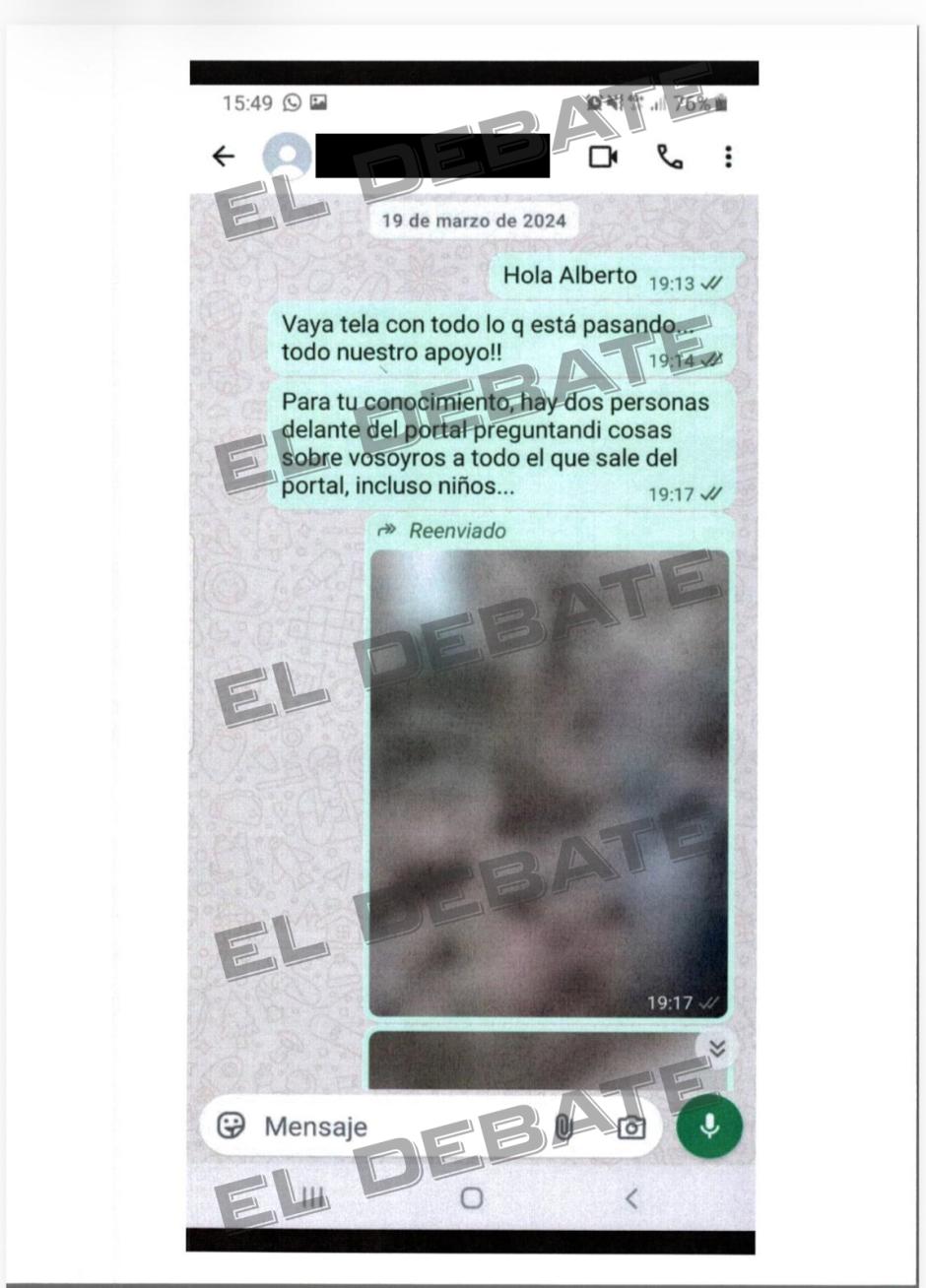 Mensajes de WhatsApp de Alberto González Amador con uno de sus vecinos el 19 de marzo de 2024