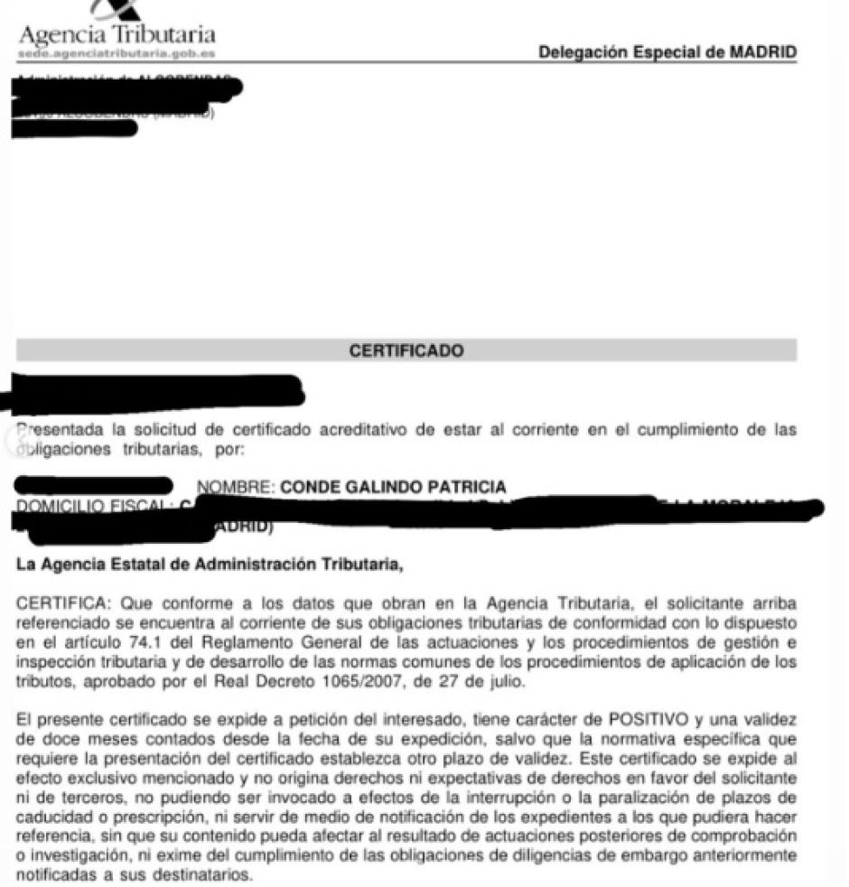 Documento que ha compartido Patricia Conde