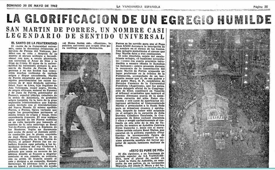 Crónica de la canonización en La Vanguardia 1962