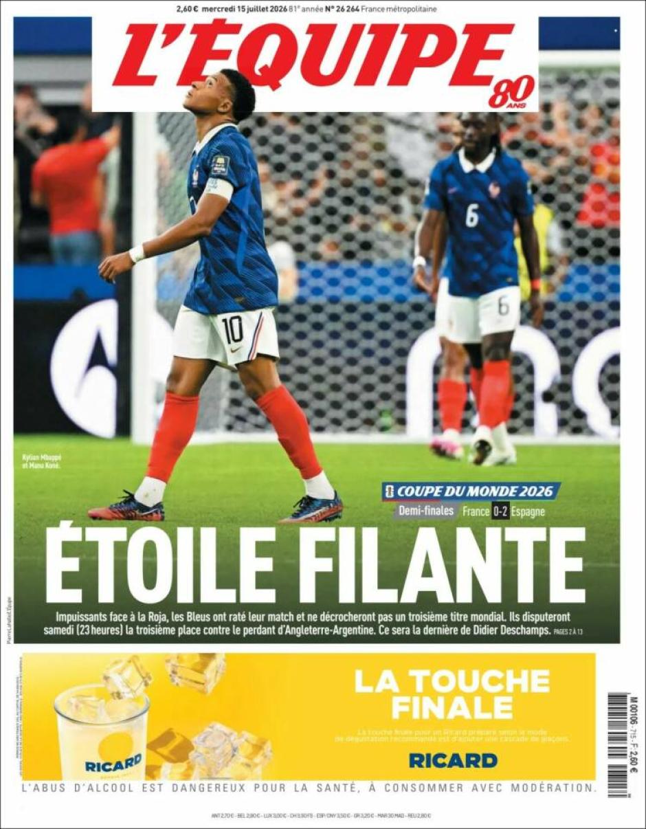 «Estrella fugaz», titula el principal diario deportivo de Francia