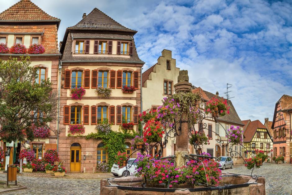 Plaza de Bergheim, en Alsacia (Francia)