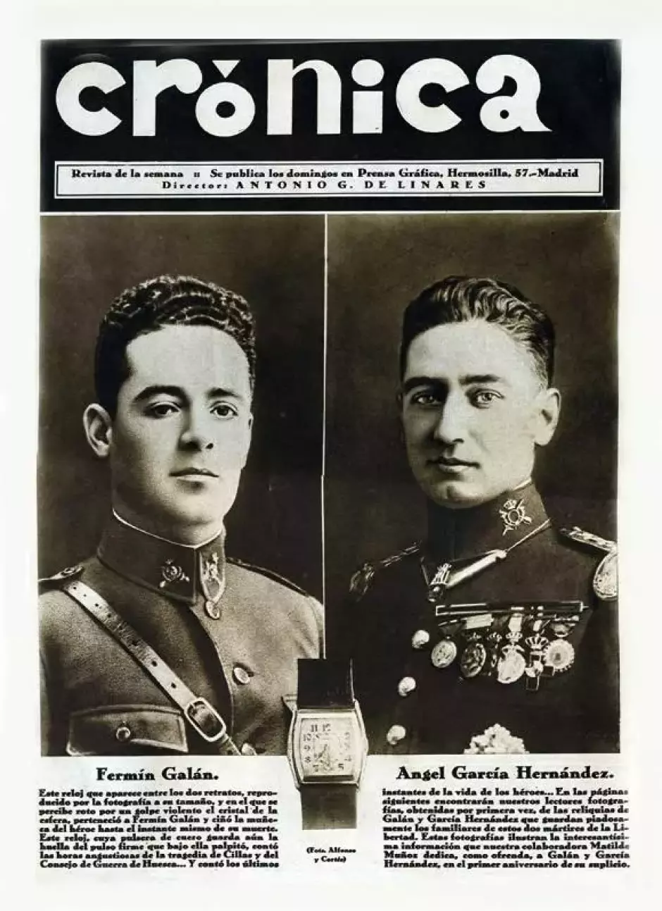 Portada de la revista 'Crónica' donde aparece una foto de Fermín Galán