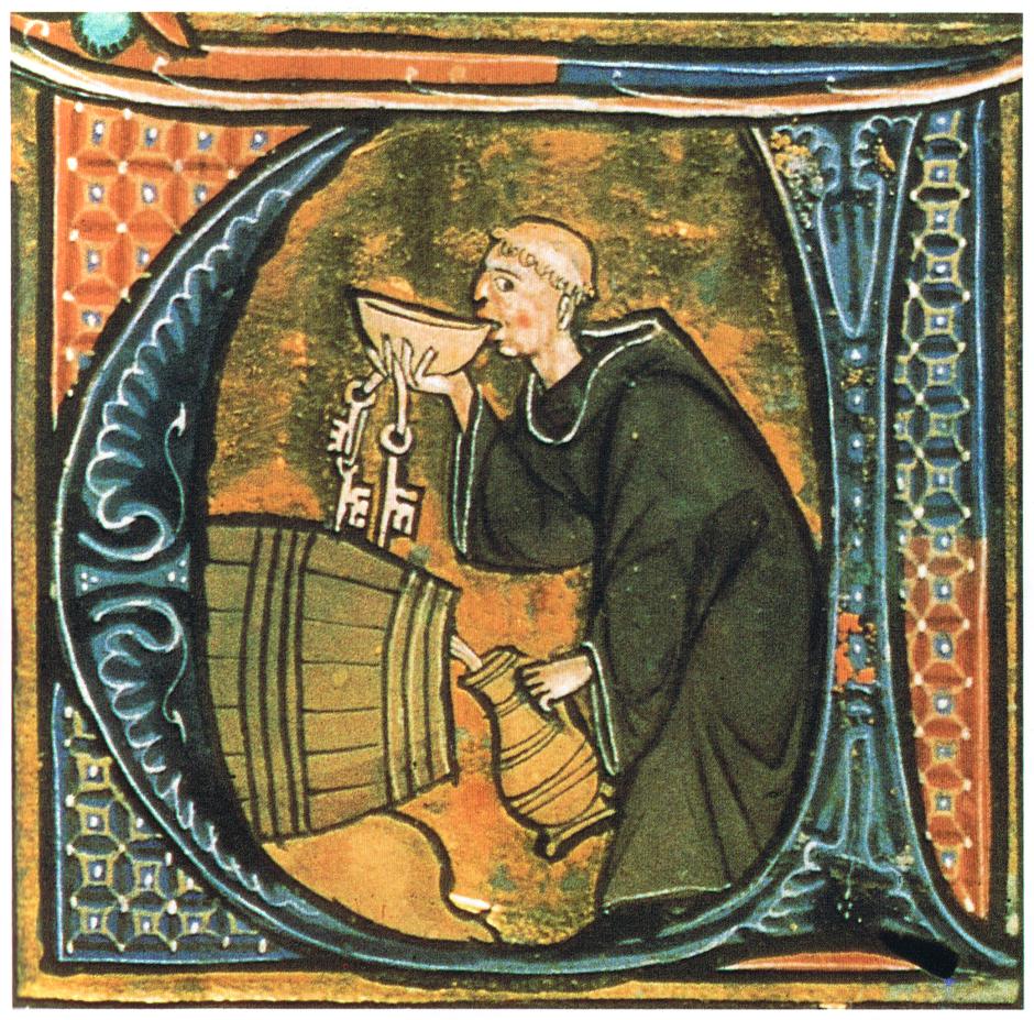 Un monje bebe vino, según un códice medieval