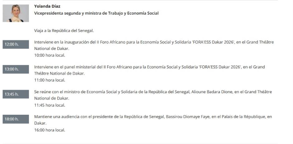 Agendas de Yolanda Díaz de los días 7 y 8 de julio