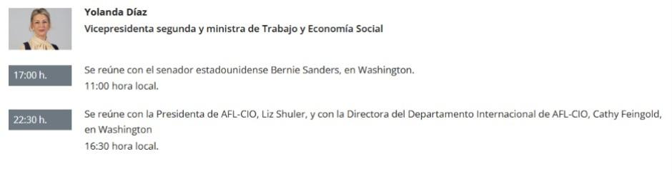Agenda oficial de la vicepresidenta del pasado 14 de julio