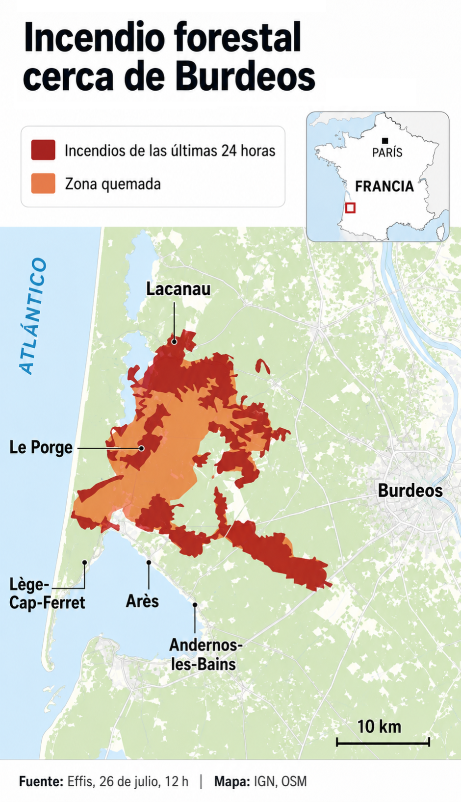 Situación del incendio de Burdeos