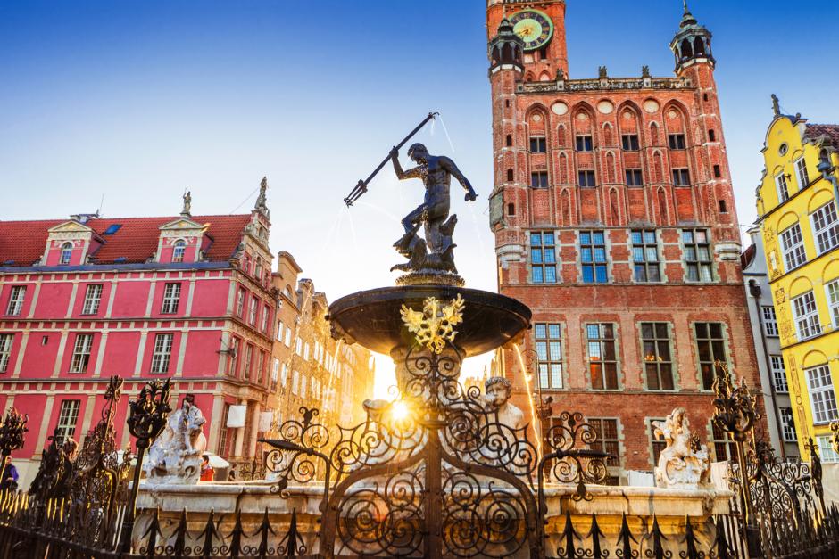 Fuente de Neptuno, uno de los símbolos de Gdansk