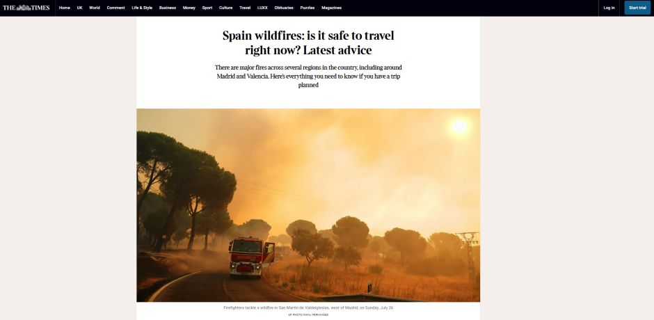 «Incendios forestales en España: ¿es seguro viajar ahora? Últimos consejos»