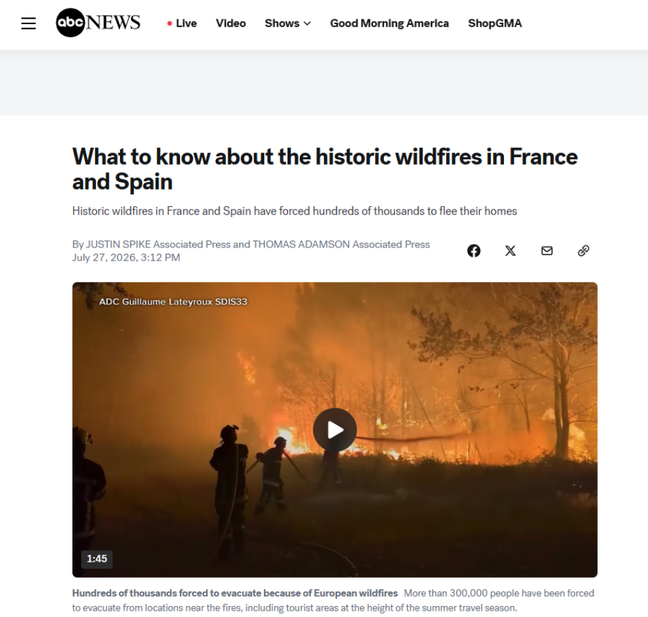 «Qué debes saber sobre los históricos incendios forestales en Francia y España»