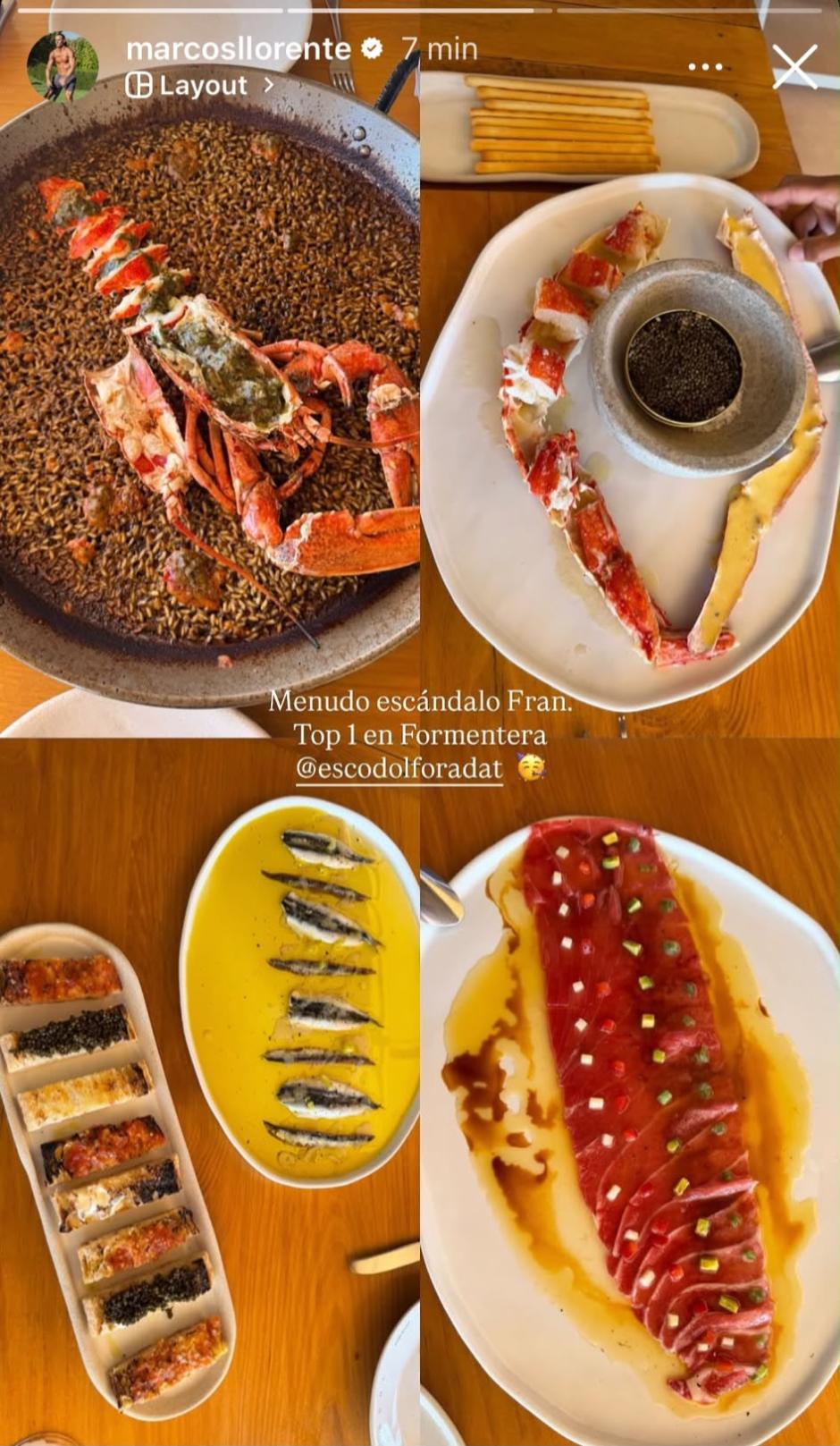 Algunos de los platos que han degustado Marcos Llorente y Ferran Torres en Formentera